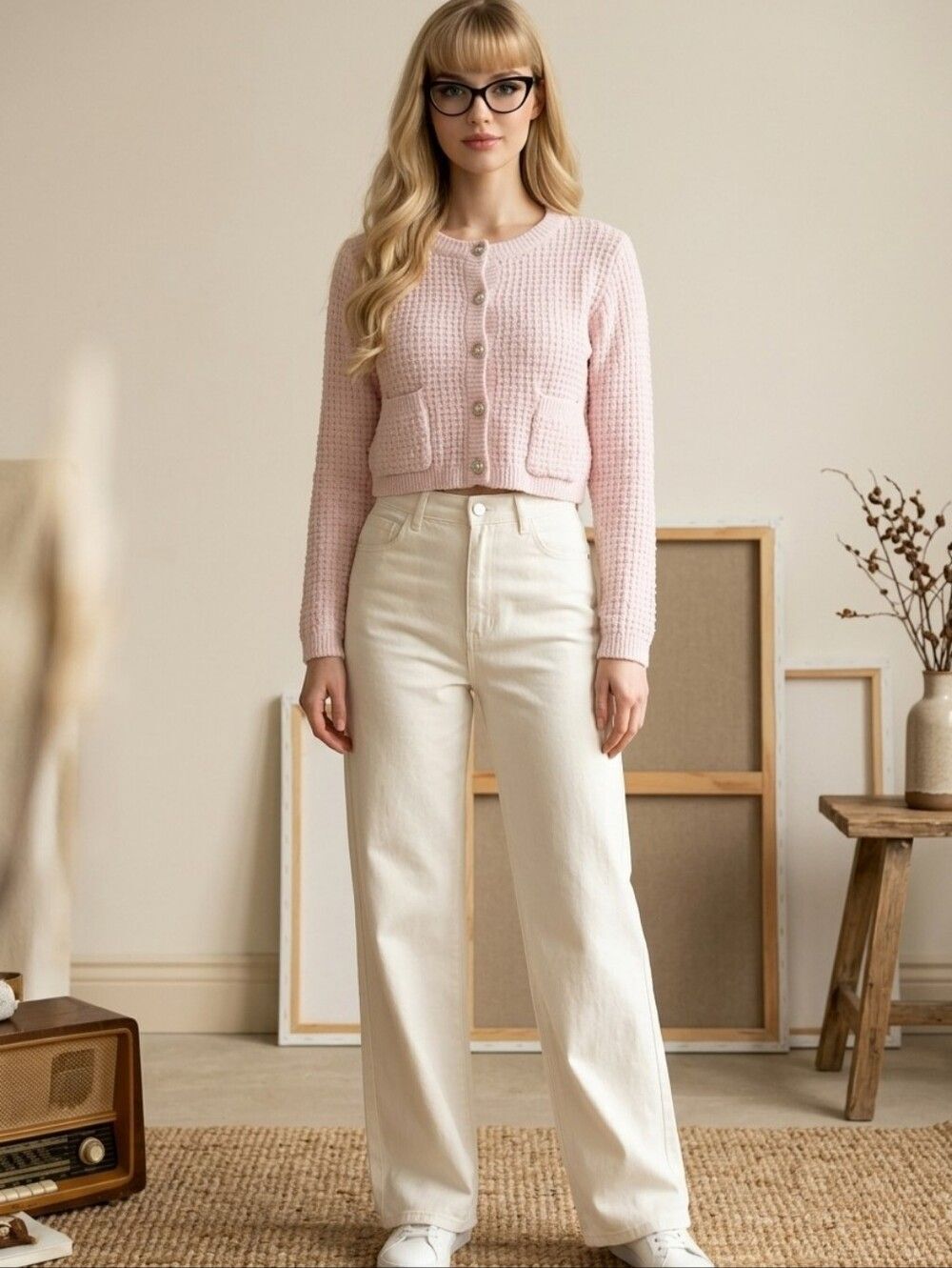 🔸️NWT Jessica Simpson Pink Cropped Button Sweater XSmall